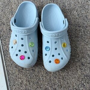 CROCS Light Blue Sandals with Colorful Charms